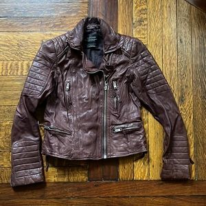 All Saints leathe burgendy biker Jacket